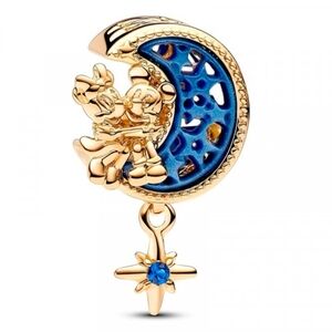 Disney Mickey Mouse & Minnie Mouse Crescent Moon Charm For Pandora Bracelet